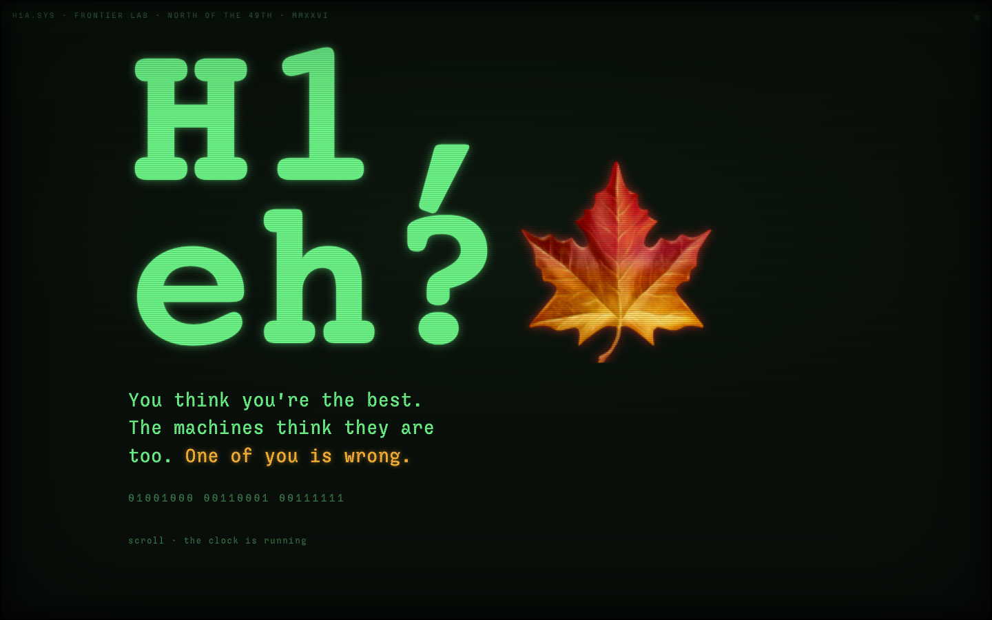 Screenshot: h1a.ca, the H1, eh? recruitment campaign